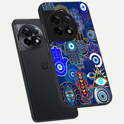  Mystic Palm Guard phone case For OnePlus 11R showing premium glass back cover with detailed artwork