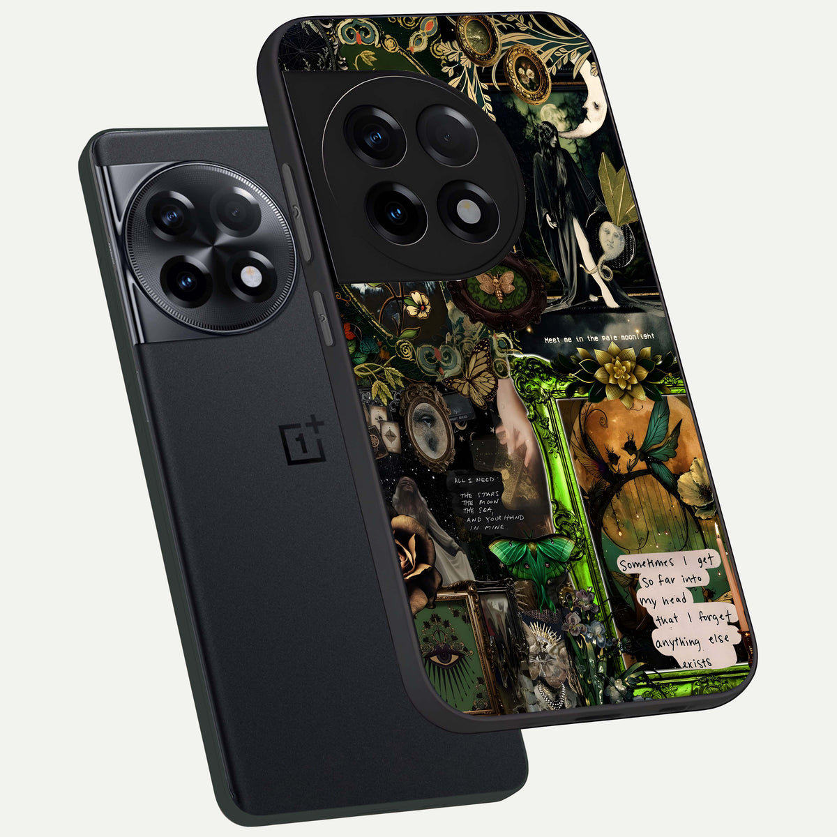  Mystic Woods Secret phone case For OnePlus 11R showing premium glass back cover with detailed artwork