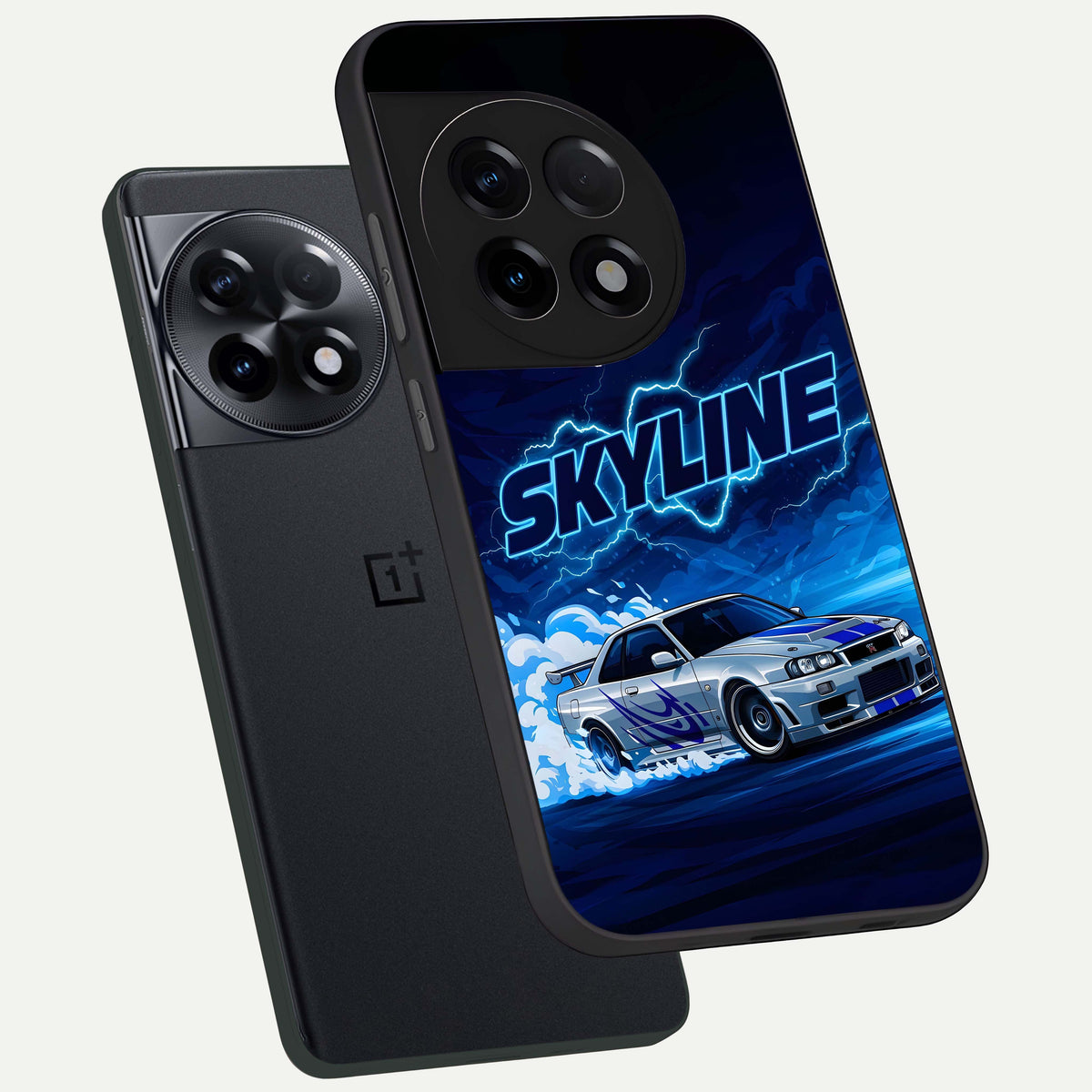  Neon Drift Beast phone case For OnePlus 11R showing premium glass back cover with detailed artwork