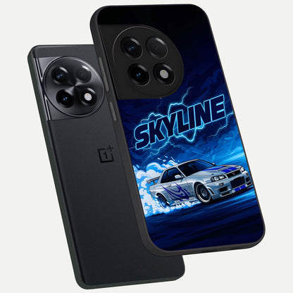  Neon Drift Beast phone case For OnePlus 11R showing premium glass back cover with detailed artwork
