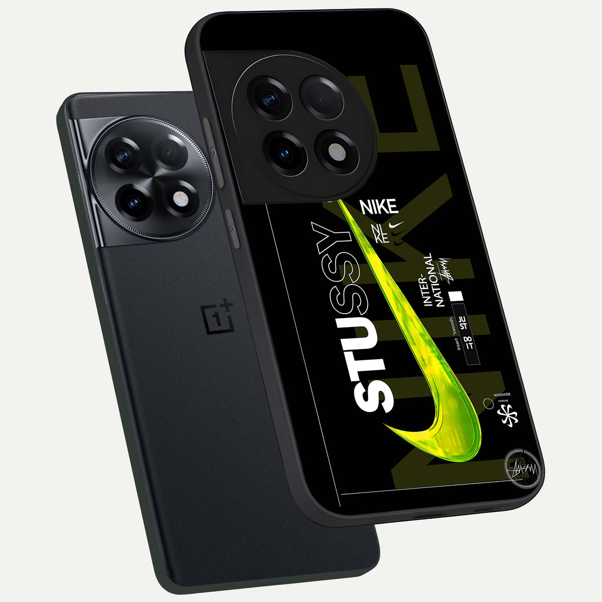  Neon Street Edition phone case For OnePlus 11R showing premium glass back cover with detailed artwork