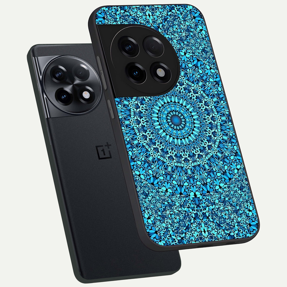  Ocean Bloom Mandala phone case For OnePlus 11R showing premium glass back cover with detailed artwork