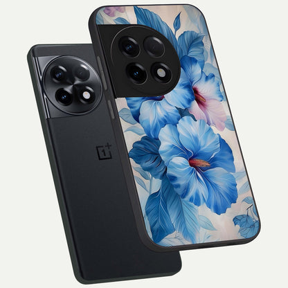  Ocean Hibiscus Grace phone case For OnePlus 11R showing premium glass back cover with detailed artwork