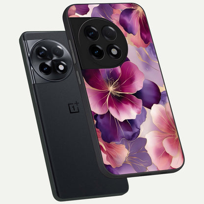  Pink Bouquet Florals phone case For OnePlus 11R showing premium glass back cover with detailed artwork