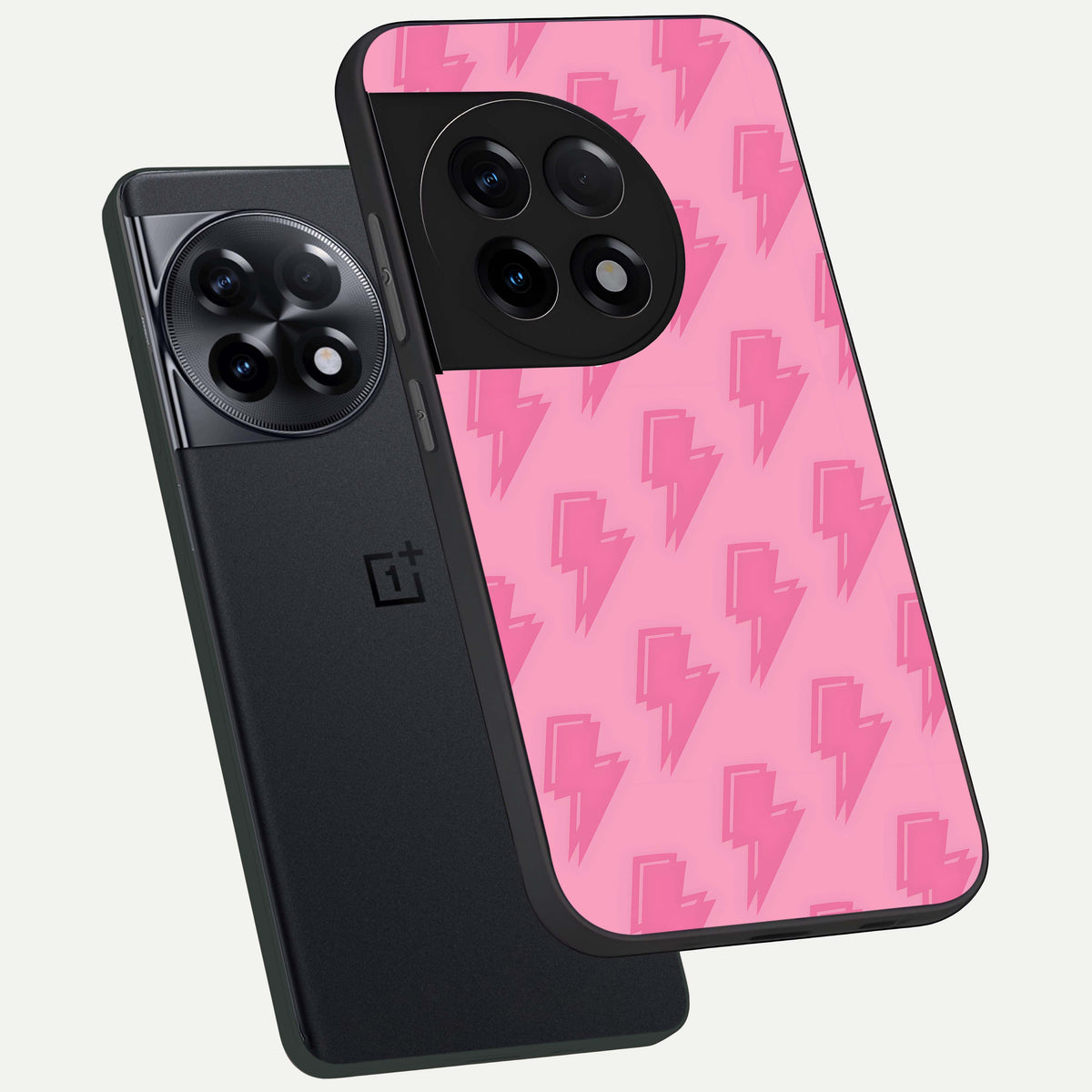  Pink Moo Magic phone case For OnePlus 11R showing premium glass back cover with detailed artwork