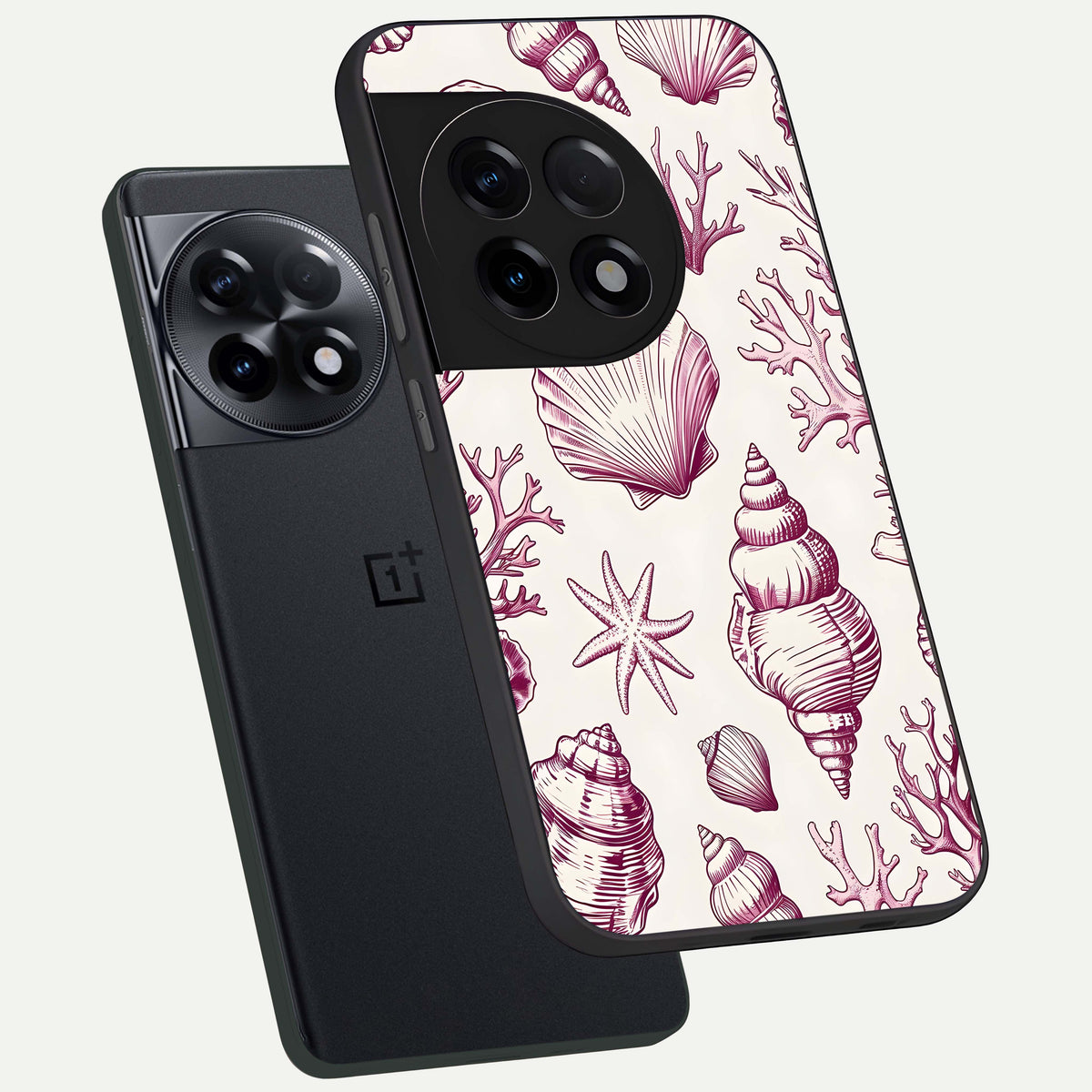 Pink Power Sparks phone case For OnePlus 11R showing premium glass back cover with detailed artwork