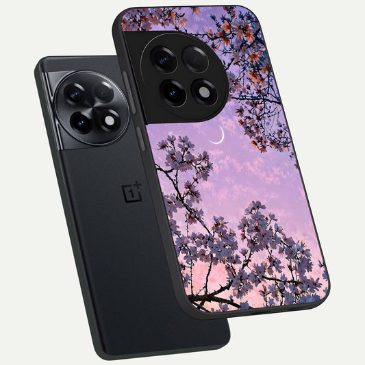  Purple Serenity Moon phone case For OnePlus 11R showing premium glass back cover with detailed artwork