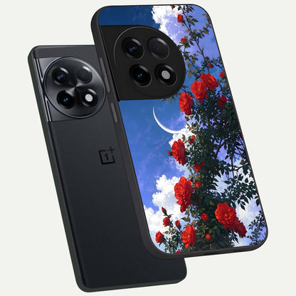  Rose Drift Flowers phone case For OnePlus 11R showing premium glass back cover with detailed artwork