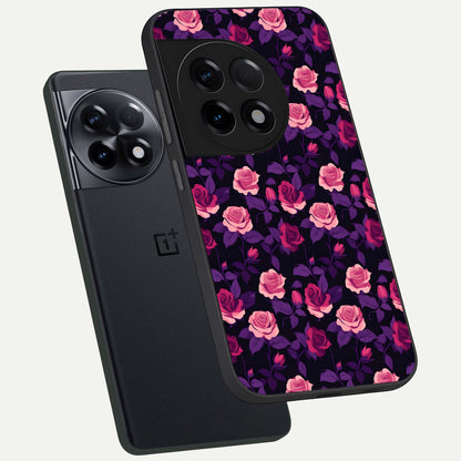  Rose Garden Twilight phone case For OnePlus 11R showing premium glass back cover with detailed artwork