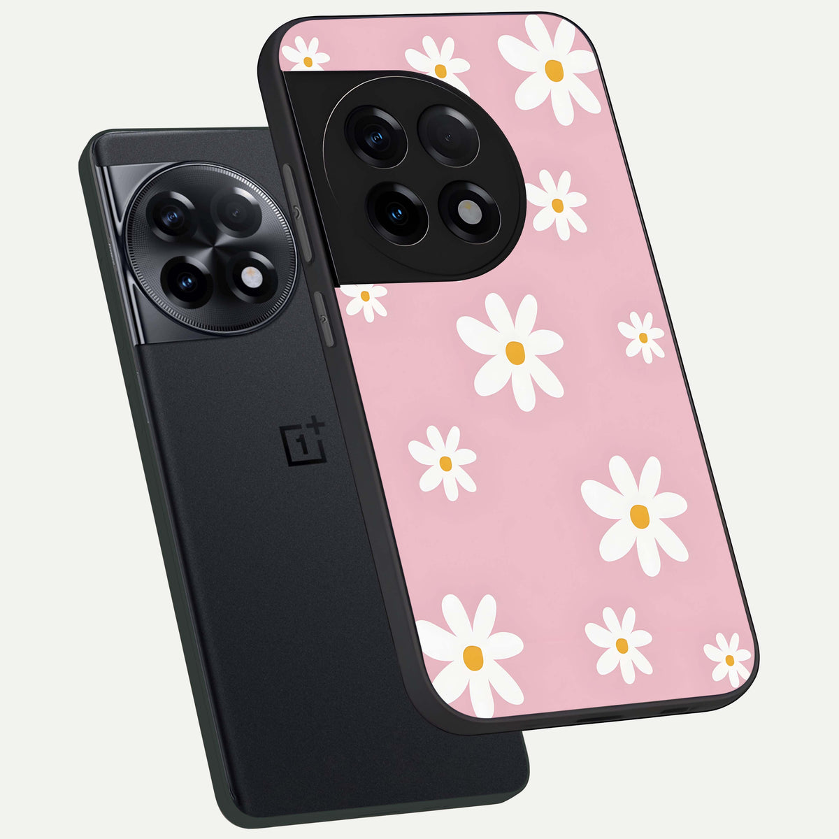  Soft Daisy Bliss phone case For OnePlus 11R showing premium glass back cover with detailed artwork