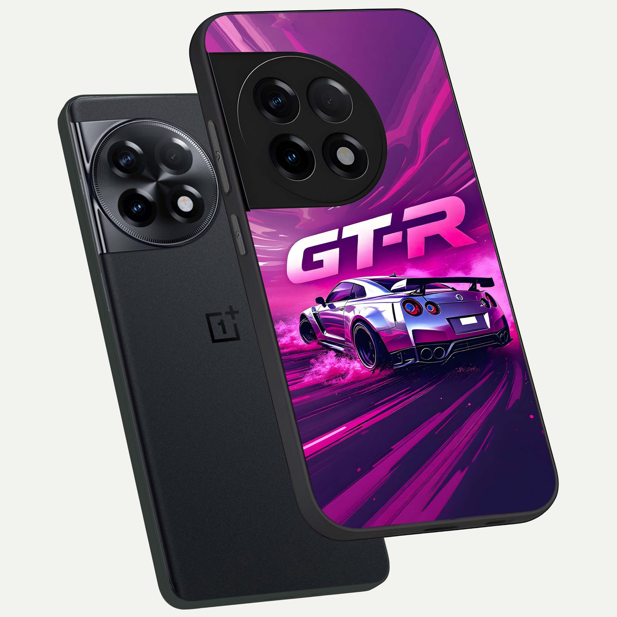  Speed Drift Legend phone case For OnePlus 11R showing premium glass back cover with detailed artwork