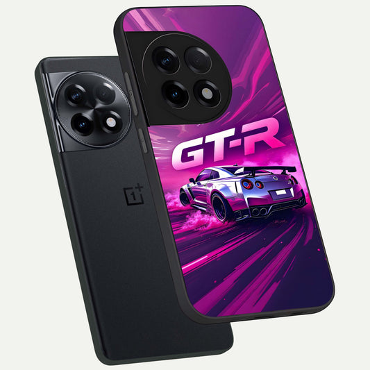  Speed Drift Legend phone case For OnePlus 11R showing premium glass back cover with detailed artwork