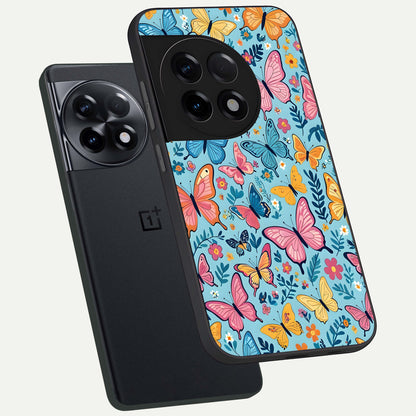  Spring Wing Garden phone case For OnePlus 11R showing premium glass back cover with detailed artwork