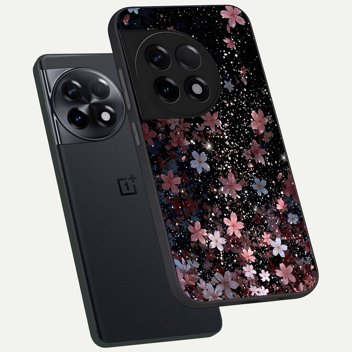  Starlit Flower Dreams phone case For OnePlus 11R showing premium glass back cover with detailed artwork