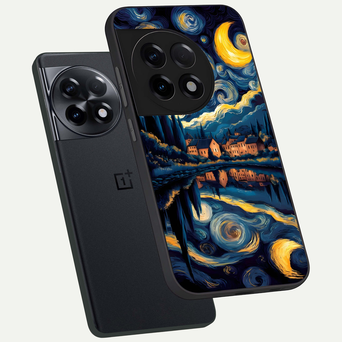  Starry Sky Serenity phone case For OnePlus 11R showing premium glass back cover with detailed artwork