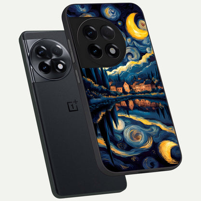  Starry Sky Serenity phone case For OnePlus 11R showing premium glass back cover with detailed artwork