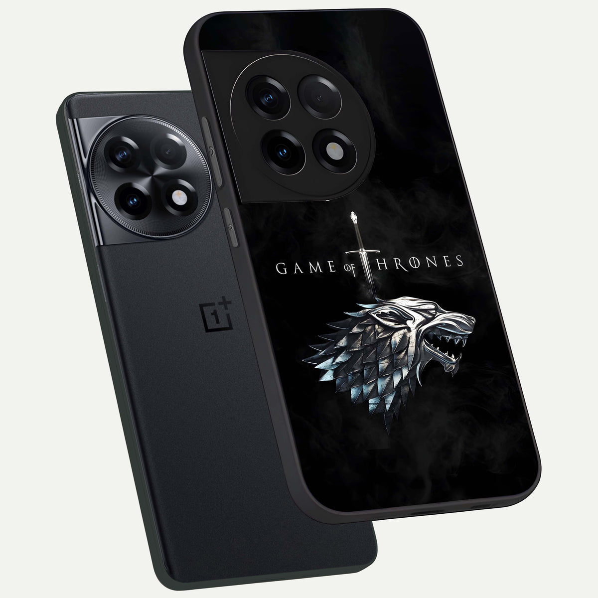  Throne Wolf Legacy phone case For OnePlus 11R showing premium glass back cover with detailed artwork
