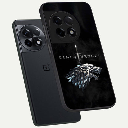  Throne Wolf Legacy phone case For OnePlus 11R showing premium glass back cover with detailed artwork