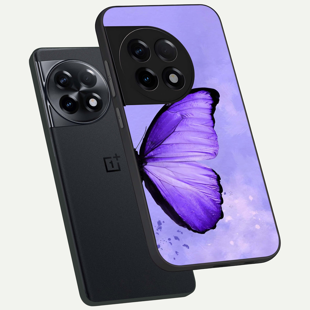  Violet Dream Wing phone case For OnePlus 11R showing premium glass back cover with detailed artwork