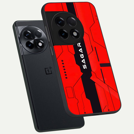  Voltage Rise CYBERPUNK Custom Name phone case For OnePlus 11R showing premium custom name glass back cover