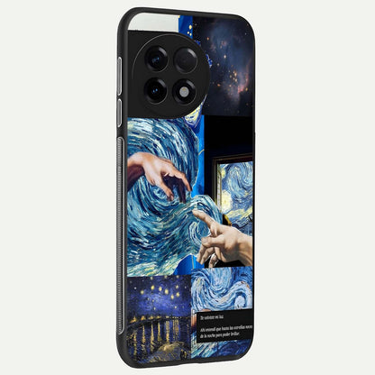  Aesthetic Vando Hands back cover For OnePlus 11R slim fit glass case with vibrant aesthetic design