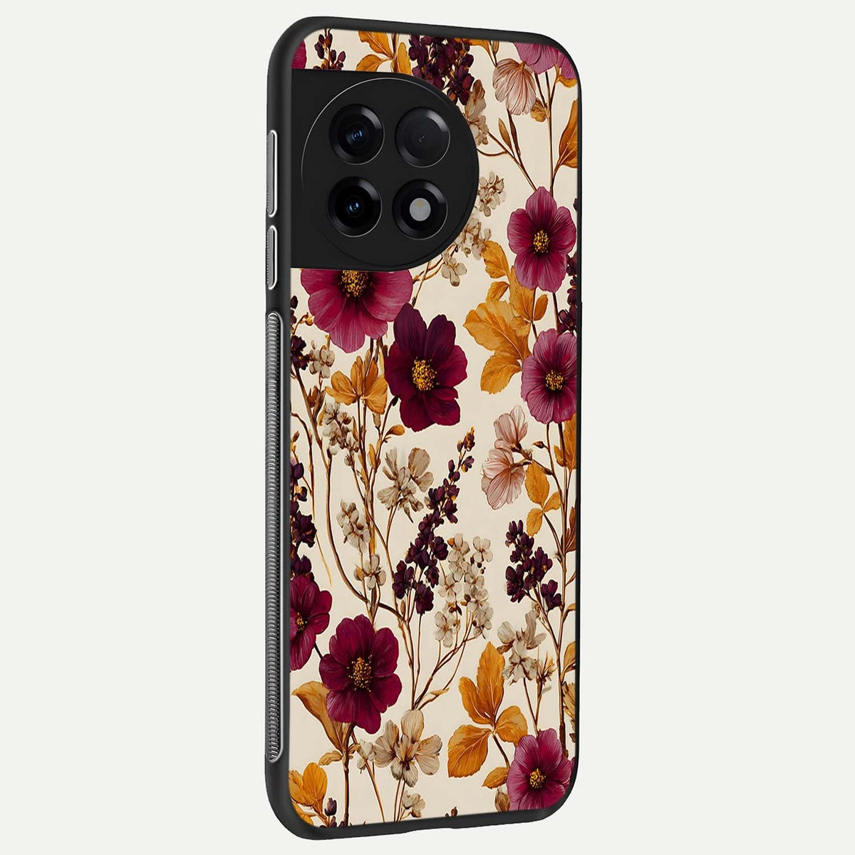 Autumn Wine Bloom back cover For OnePlus 11R slim fit glass case with vibrant aesthetic design