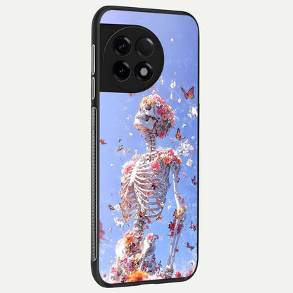  Bloom Beyond Bones back cover For OnePlus 11R slim fit glass case with vibrant aesthetic design