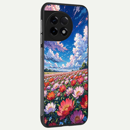  Blossom Sky Field back cover For OnePlus 11R slim fit glass case with vibrant aesthetic design