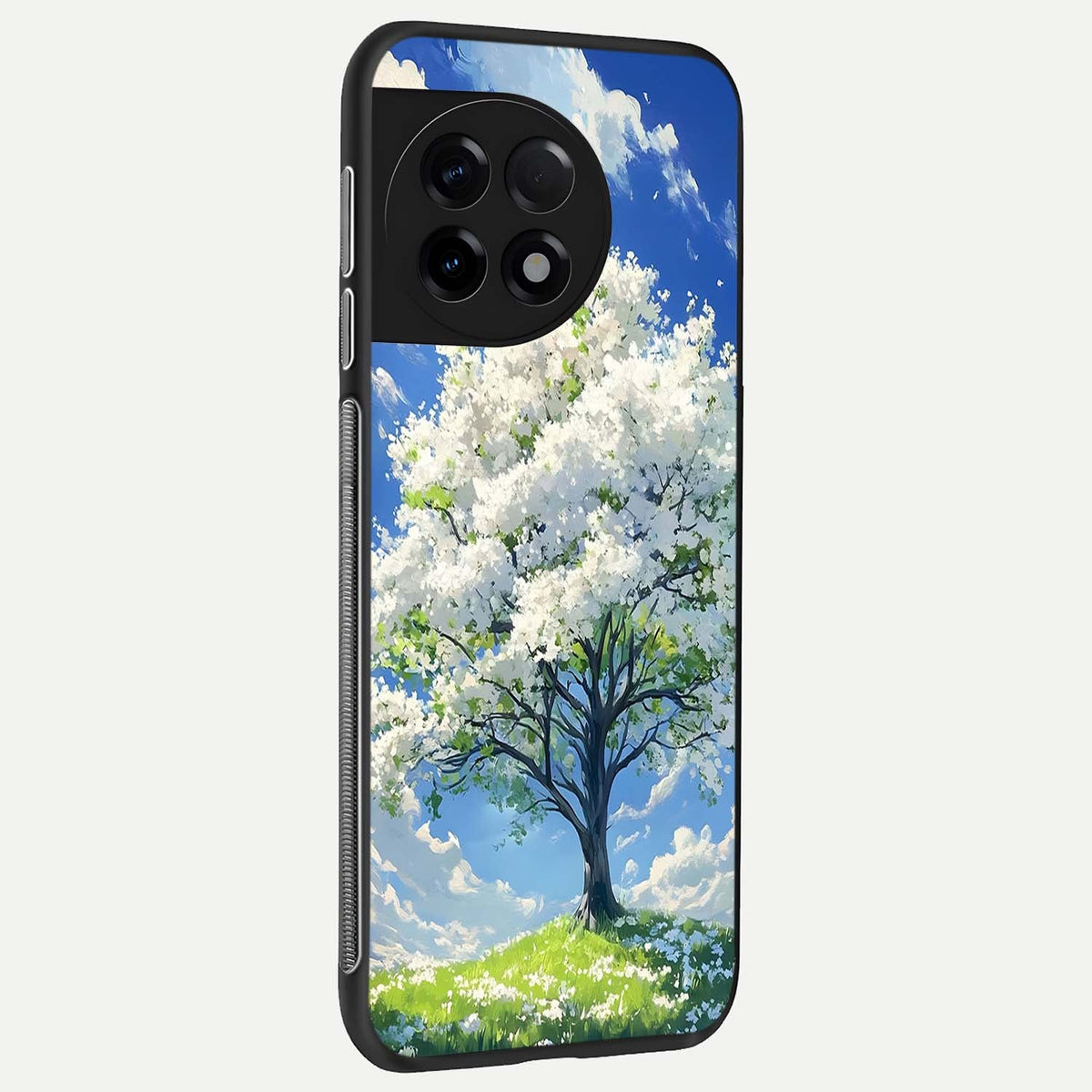  Blossom Sky Serenity back cover For OnePlus 11R slim fit glass case with vibrant aesthetic design