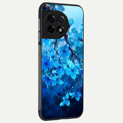  Blue Blossoms Branch back cover For OnePlus 11R slim fit glass case with vibrant aesthetic design