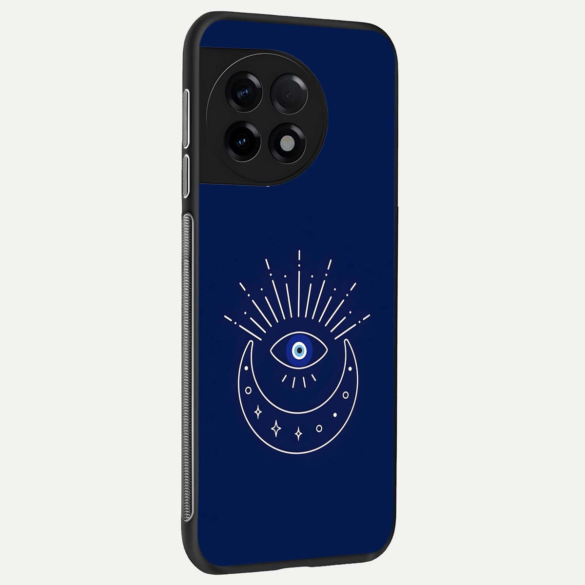  Blue Evil Eye back cover For OnePlus 11R slim fit glass case with vibrant aesthetic design
