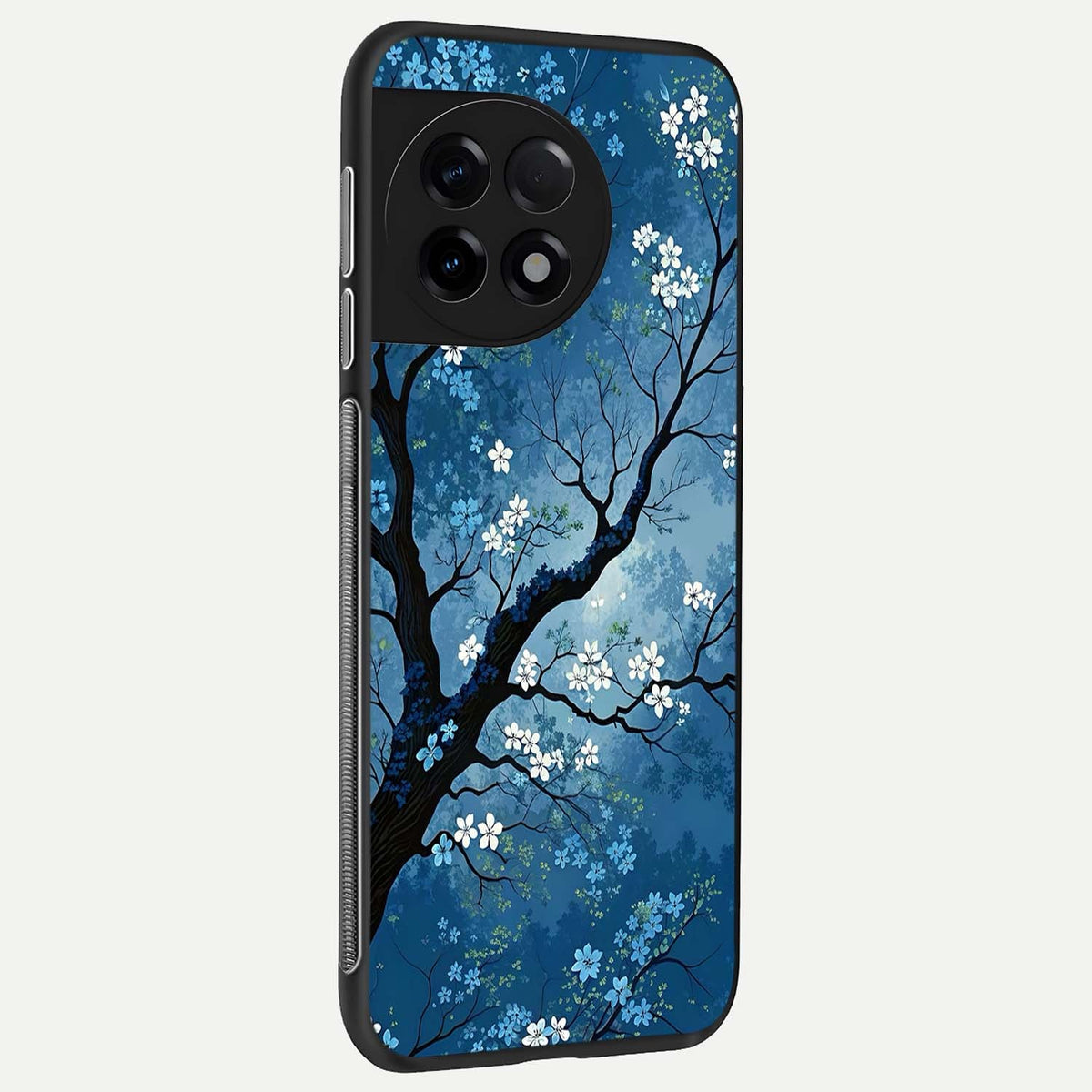  Blue Tree Serenity back cover For OnePlus 11R slim fit glass case with vibrant aesthetic design