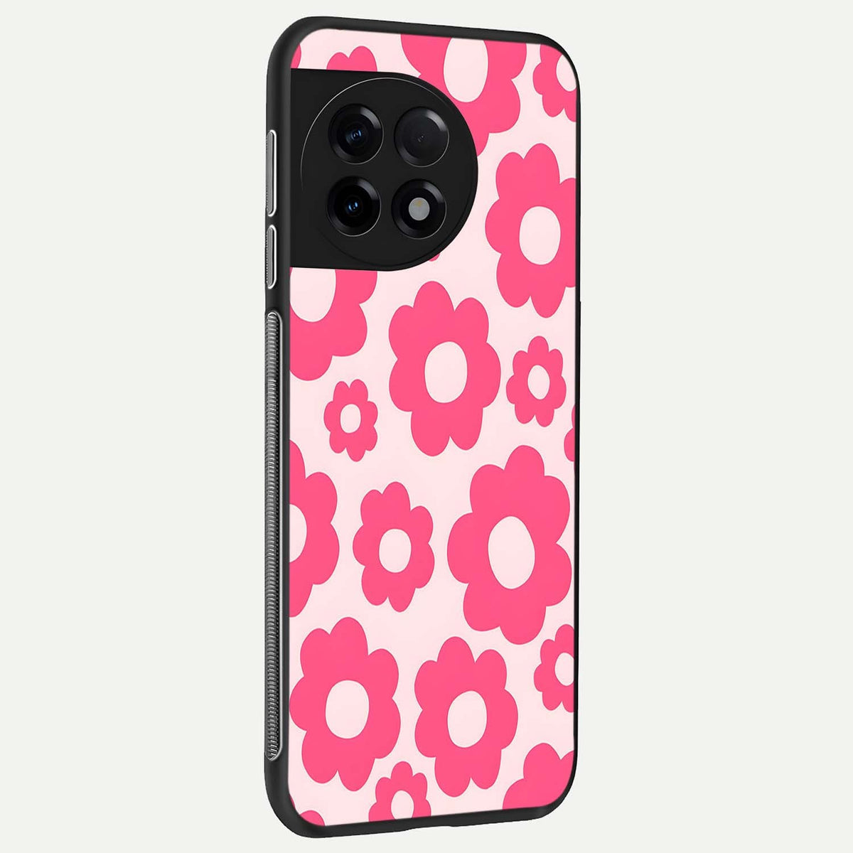  Blush Flower Pop back cover For OnePlus 11R slim fit glass case with vibrant aesthetic design