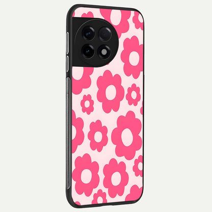  Blush Flower Pop back cover For OnePlus 11R slim fit glass case with vibrant aesthetic design
