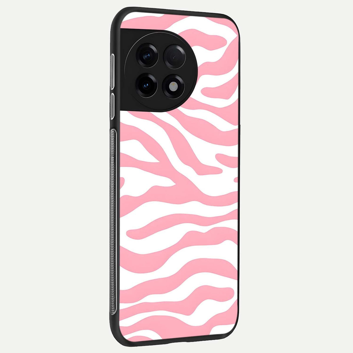  Blush Zebra Flow back cover For OnePlus 11R slim fit glass case with vibrant aesthetic design