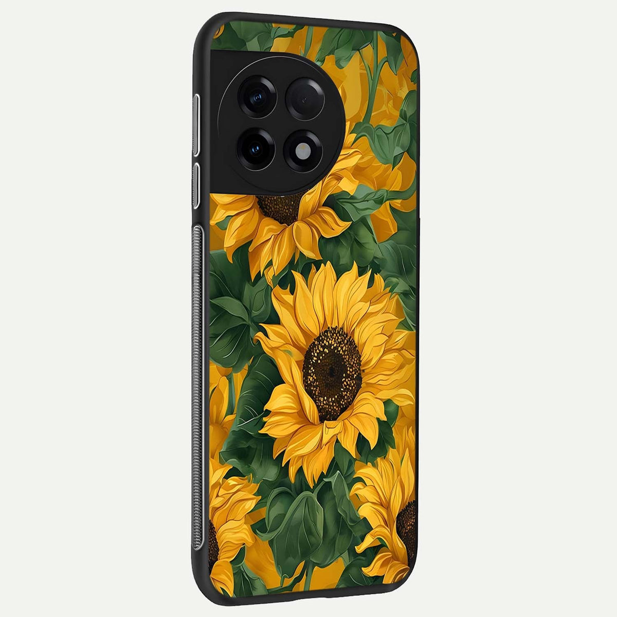  Bright Sunflower Bloom back cover For OnePlus 11R slim fit glass case with vibrant aesthetic design