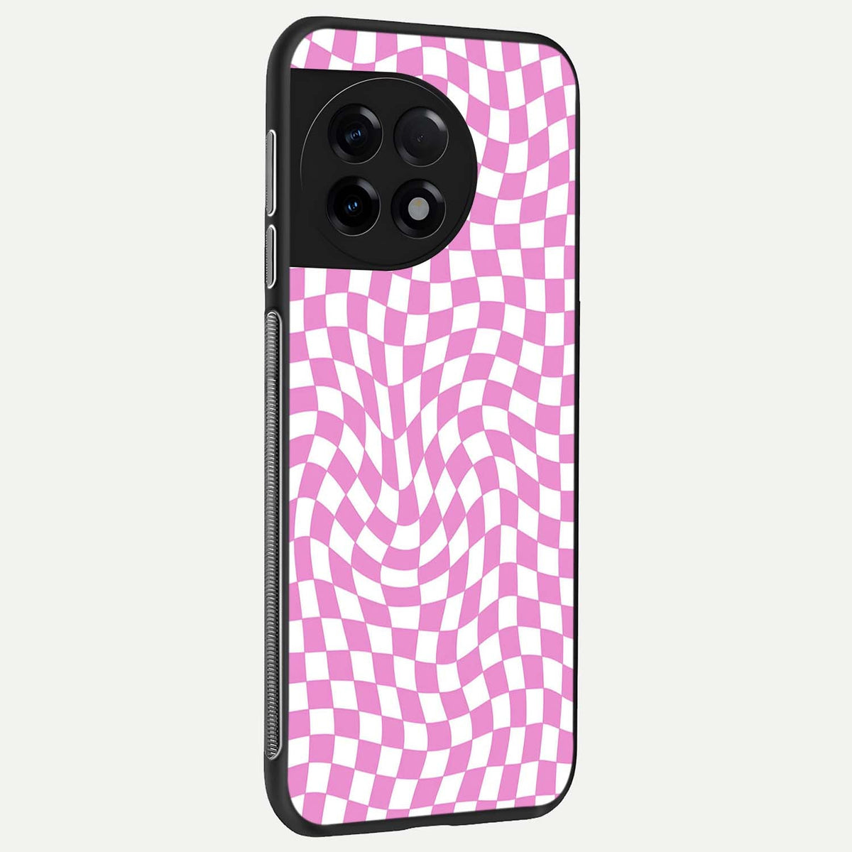  Bubblegum Check Wave back cover For OnePlus 11R slim fit glass case with vibrant aesthetic design