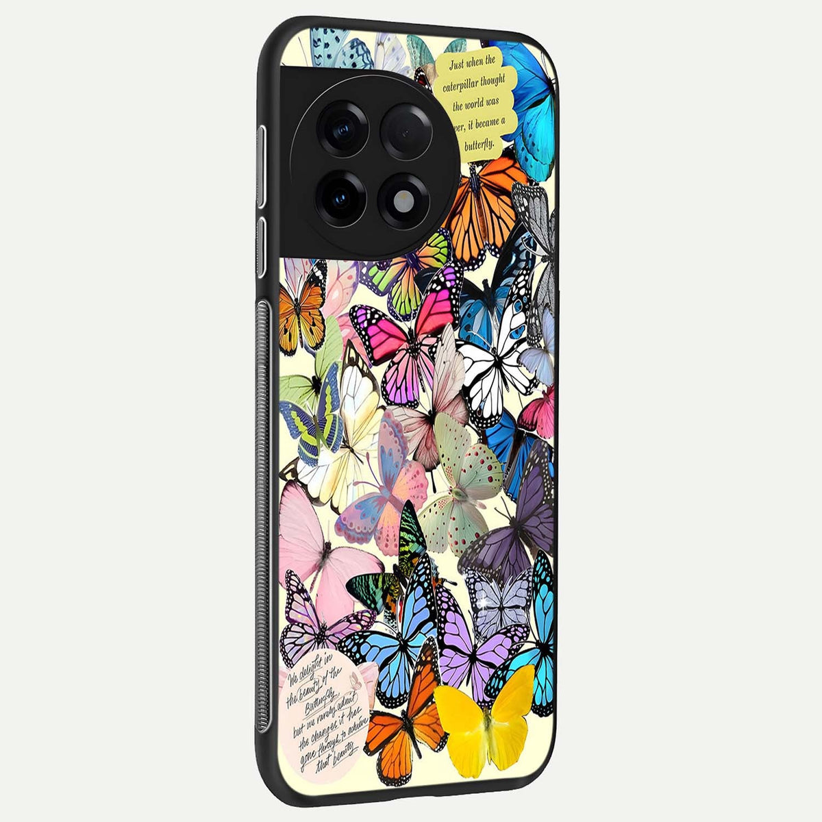  Butterflies Petal Dream back cover For OnePlus 11R slim fit glass case with vibrant aesthetic design