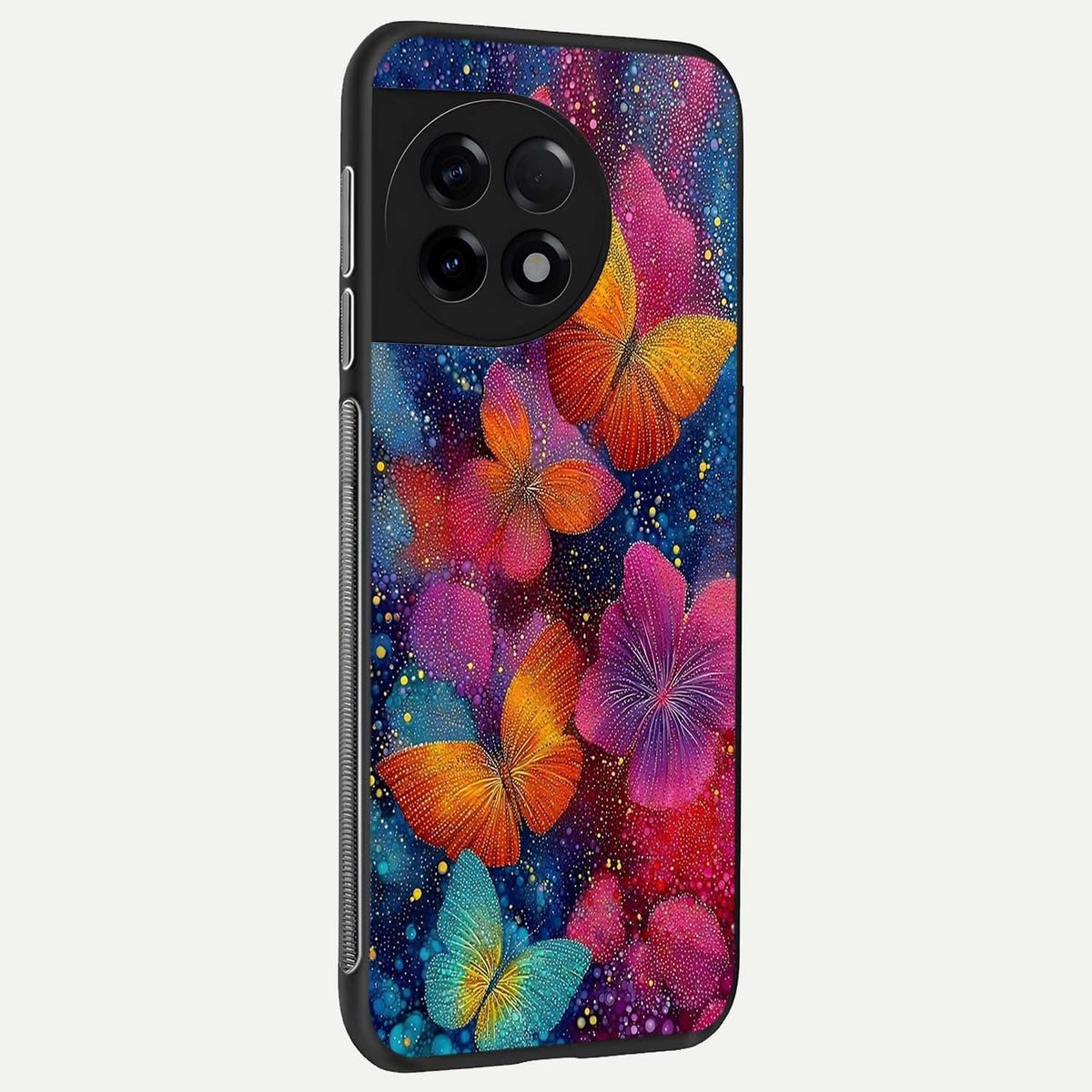  Butterfly Dream Mist back cover For OnePlus 11R slim fit glass case with vibrant aesthetic design