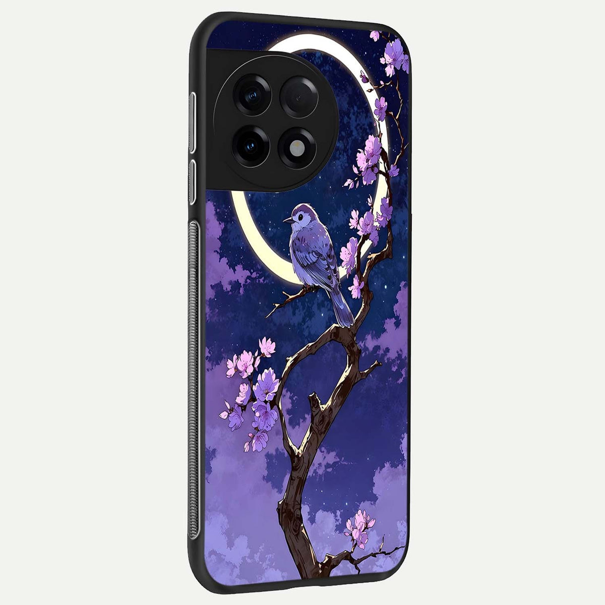  Celestial Bird Blossom back cover For OnePlus 11R slim fit glass case with vibrant aesthetic design