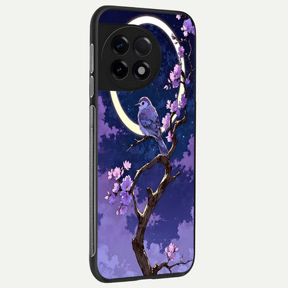  Celestial Bird Blossom back cover For OnePlus 11R slim fit glass case with vibrant aesthetic design