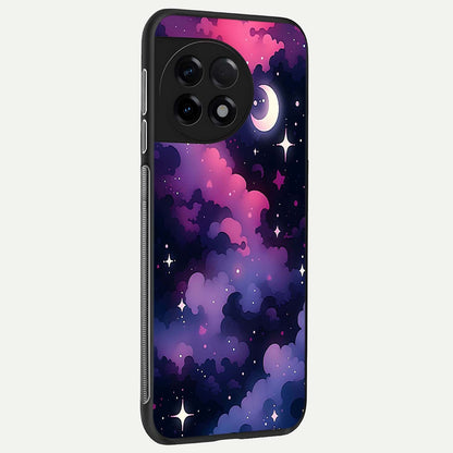  Celestial Moon Magic back cover For OnePlus 11R slim fit glass case with vibrant aesthetic design