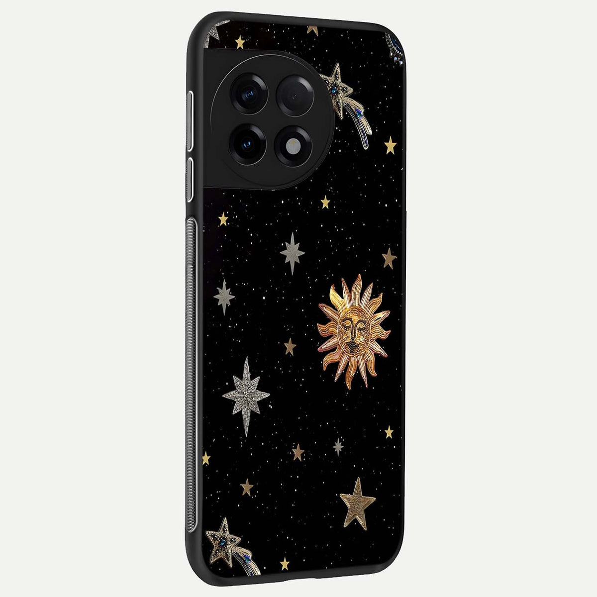  Celestial Moon With Stars back cover For OnePlus 11R slim fit glass case with vibrant aesthetic design