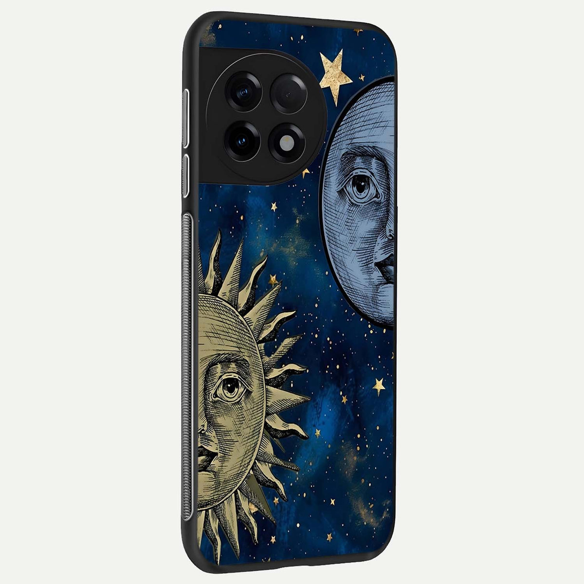  Celestial Moon With Sun back cover For OnePlus 11R slim fit glass case with vibrant aesthetic design