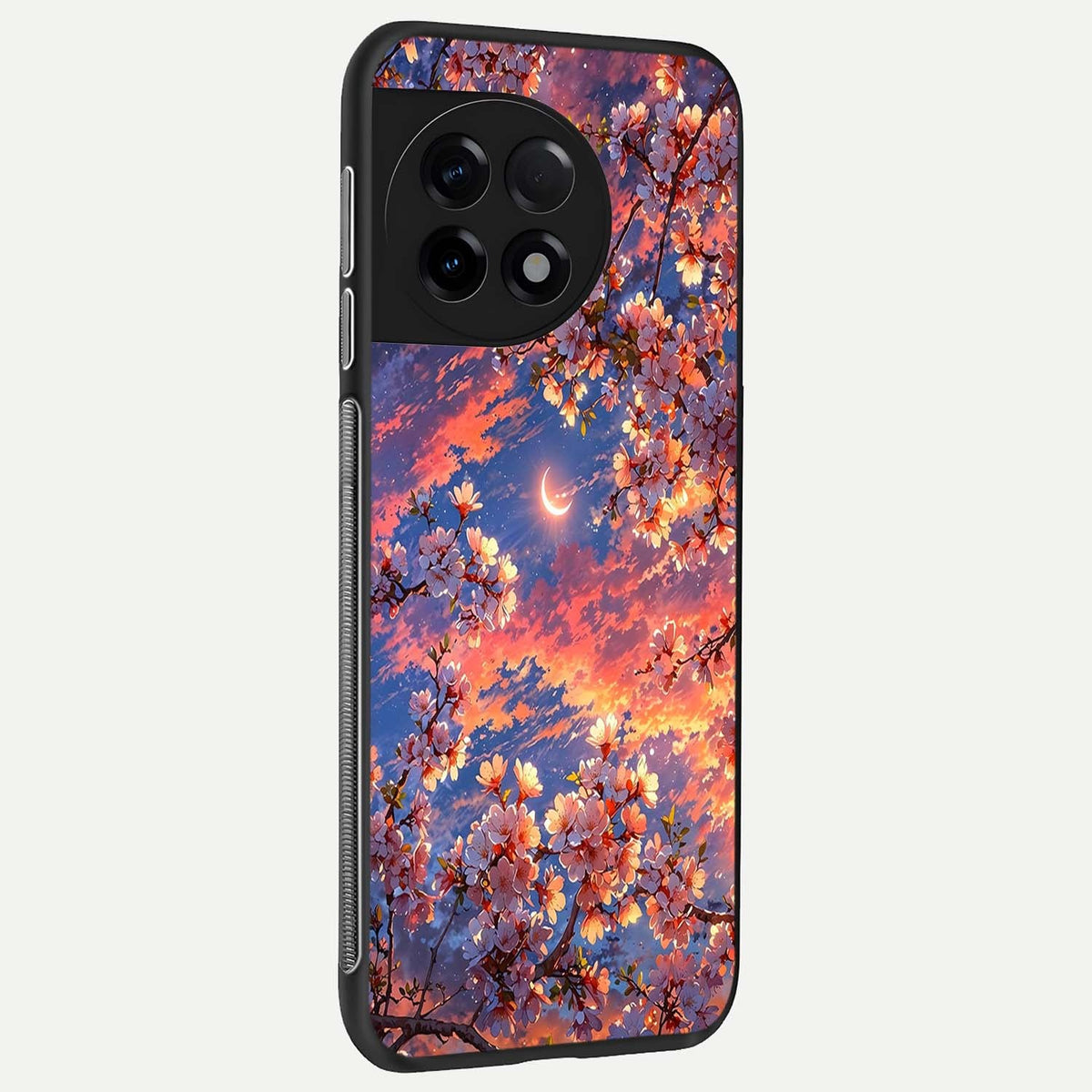  Celestial Sakura Sunset back cover For OnePlus 11R slim fit glass case with vibrant aesthetic design