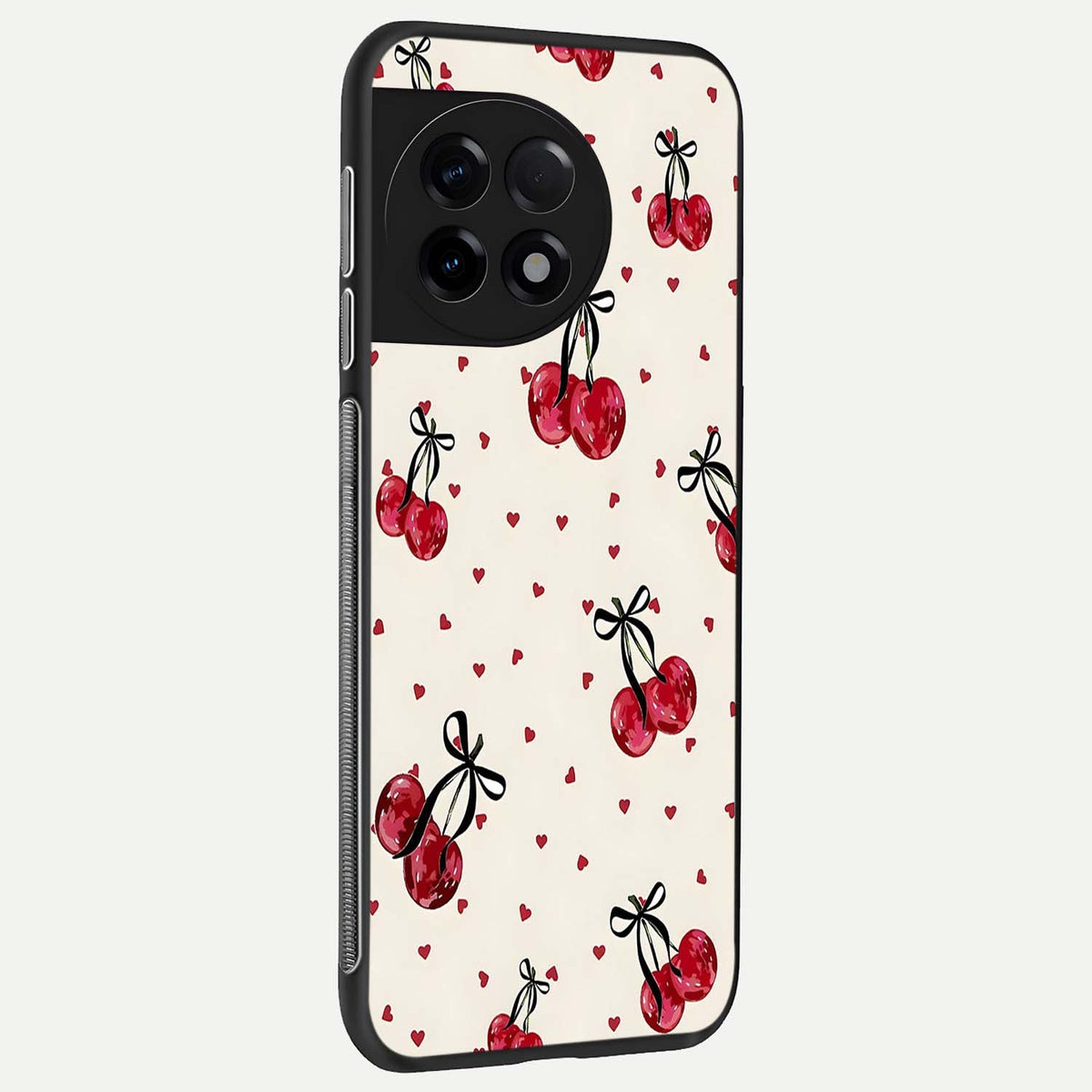  Cherry Heart Bow back cover For OnePlus 11R slim fit glass case with vibrant aesthetic design