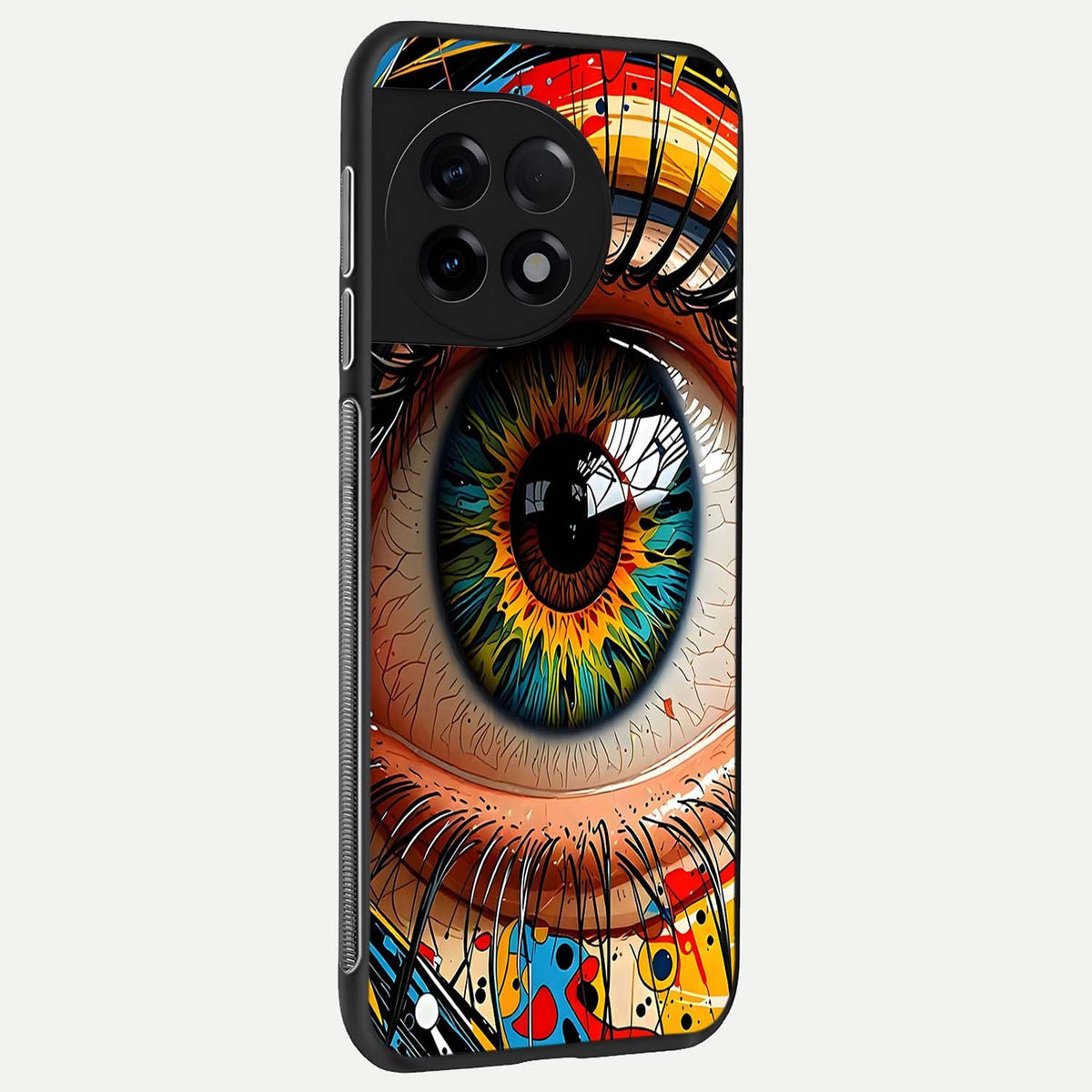  Colorful Eye back cover For OnePlus 11R slim fit glass case with vibrant aesthetic design