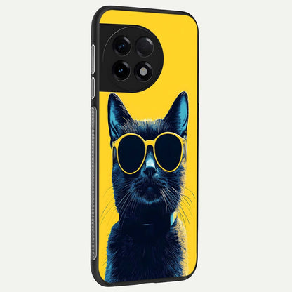  Cool Cat Vibes back cover For OnePlus 11R slim fit glass case with vibrant aesthetic design