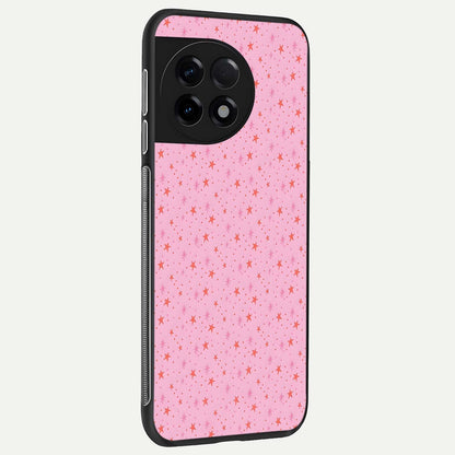  Cosmic Pink Sparkle back cover For OnePlus 11R slim fit glass case with vibrant aesthetic design