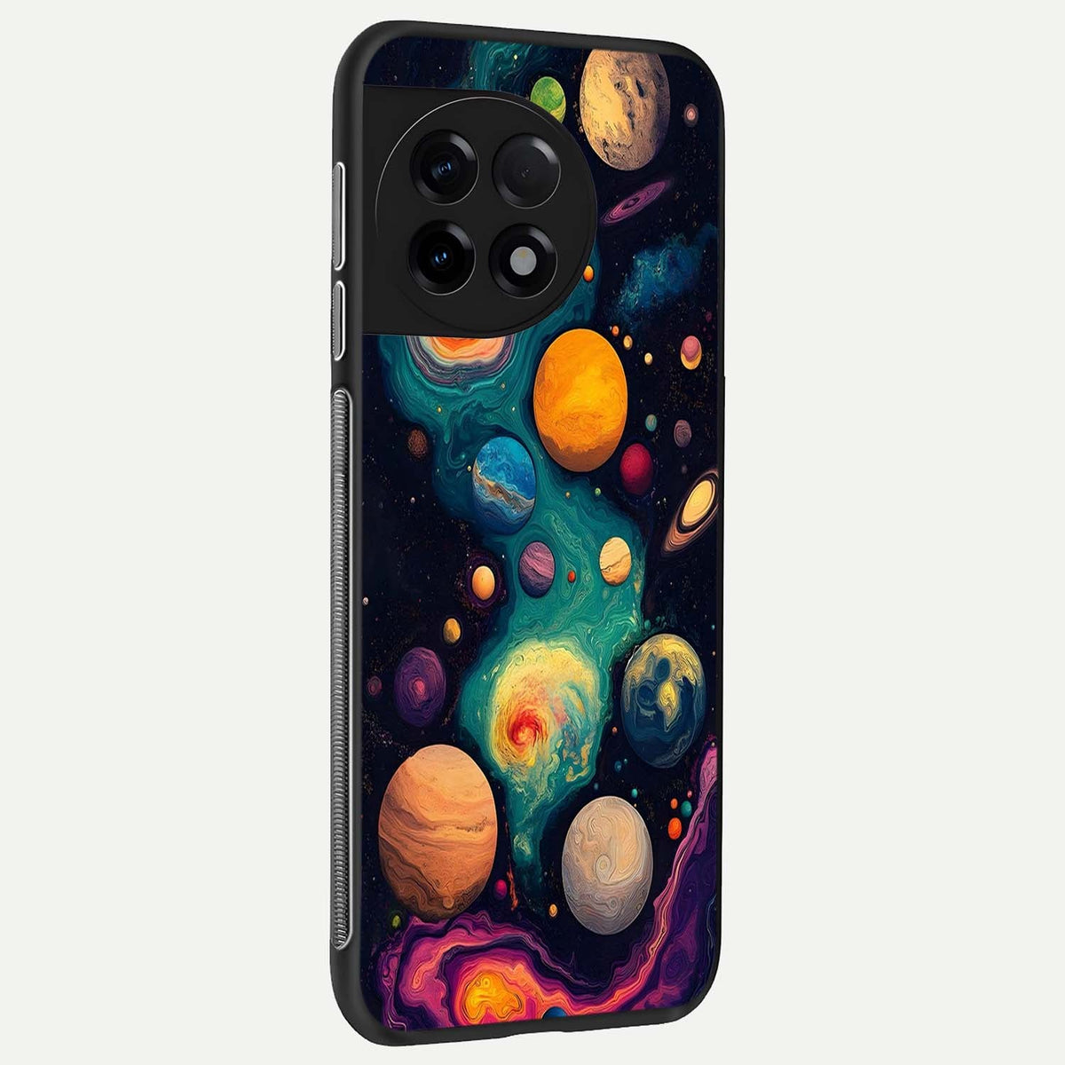  Cosmic Planet Journey back cover For OnePlus 11R slim fit glass case with vibrant aesthetic design